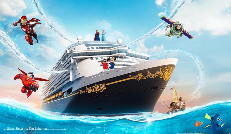 迪士尼粉絲敲破碗的迪士尼遊輪探險號（Disney Adventure）亞洲航線，終於在 2026 年 3 月 10 日從新加坡正式啟航，首航從新加坡濱海灣郵輪中心出發，這艘新船是迪士尼郵輪船隊中的第八艘船，也是目前規模最大的船之一。