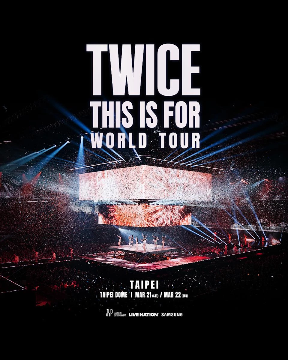 2015 年由韓國 JYP 娛樂組成的九人團體 TWICE，一出道便以青春洋溢的形象與一首首抓耳歌曲紅遍全球，截至目前她們已在韓國售出超過 1100 萬張專輯，位居韓國女子團體第一，在 YouTube 也為擁有最多音樂錄影帶觀看次數破一億的女子團體紀錄保持者，可以說是第三代非常具代表性的女團。去年適逢她們出道 10 週年，除了已於 11/22、11/23 首度登台外，也將於今年三月在台北大巨蛋連唱三場，絕對要把握機會好好練歌練舞。