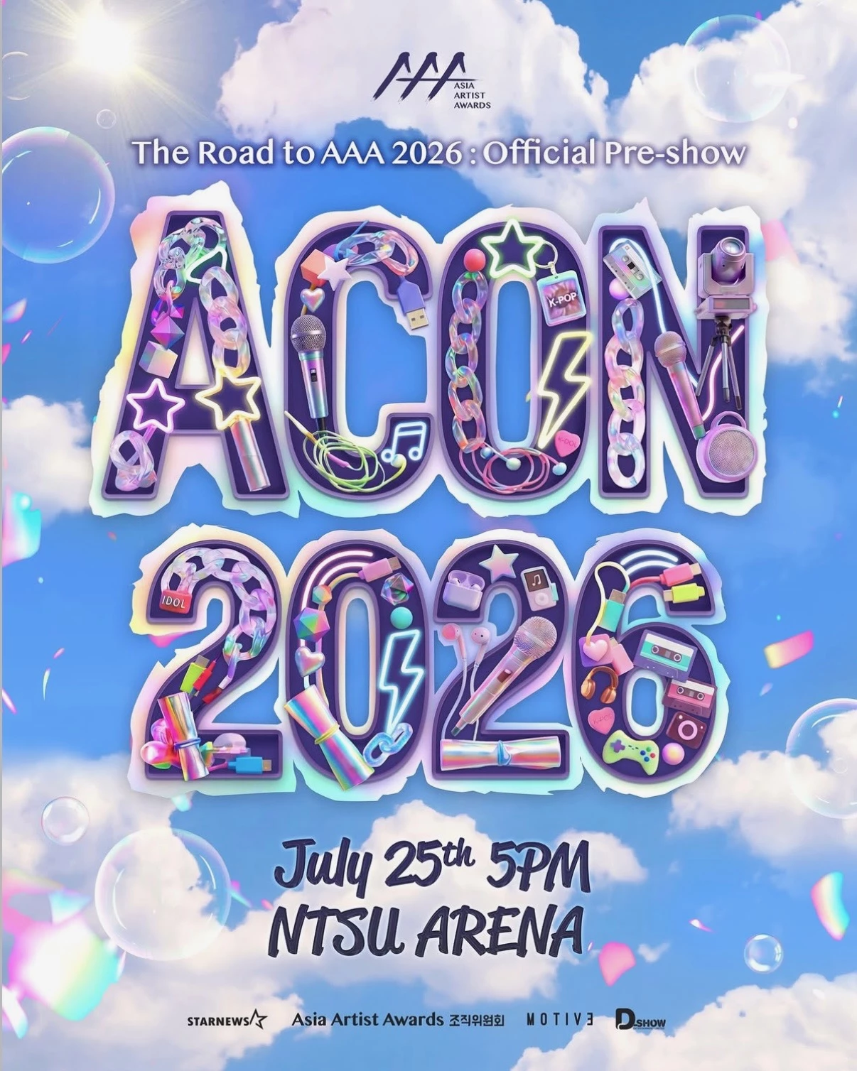 除了 AAA 頒獎典禮外,今年也首度加碼舉辦大型音樂節活動「2026 ACON」鋪陳熱度,並宣布於 7 月 25 日在林口體育館搶先登場,今年 ACON 將由大勢男團 ZEROBASEONE 隊長成韓彬擔任主持人,卡司名單也集結了 MEOVV、CLOSE YOUR EYES、QWER、Xdinary Heroes、YENA、KISS OF LIFE、NEXZ...等 7 組精彩組合。