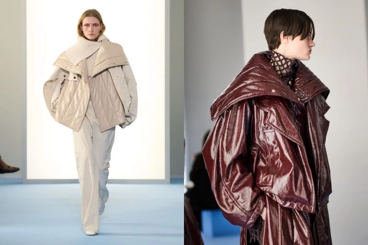 本季我最想立刻試穿的，是那件可疊搭的背心式外衣 gilet。結構立領氣場瞬間撐開，卸下部分結構，又回到輕量層次，乾淨俐落。裹身線條與束緊細節把比例收得很準，單穿是極簡輪廓，外搭則成為整體的骨架。