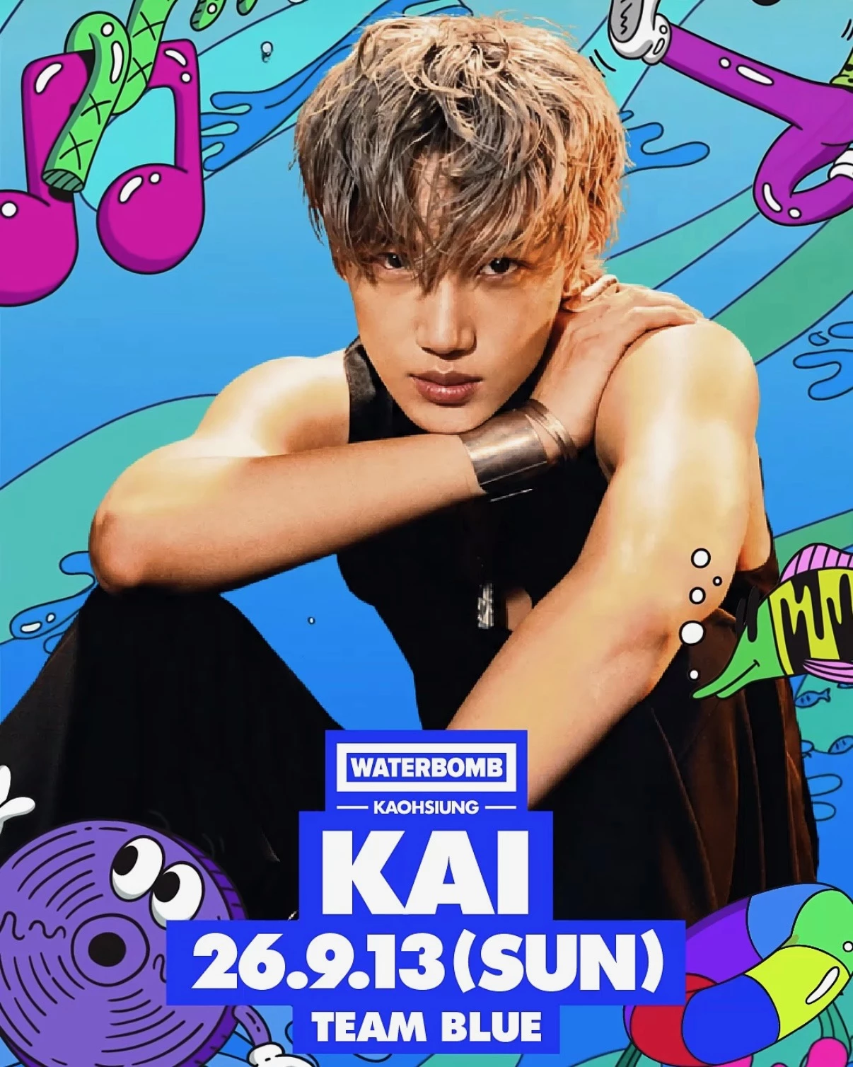 今年高雄 WATERBOMB 最受矚目的最新亮點，無疑是 EXO 成員 KAI 金鍾仁確定加入卡司，並將於 9 月 13 日登上藍隊舞台。