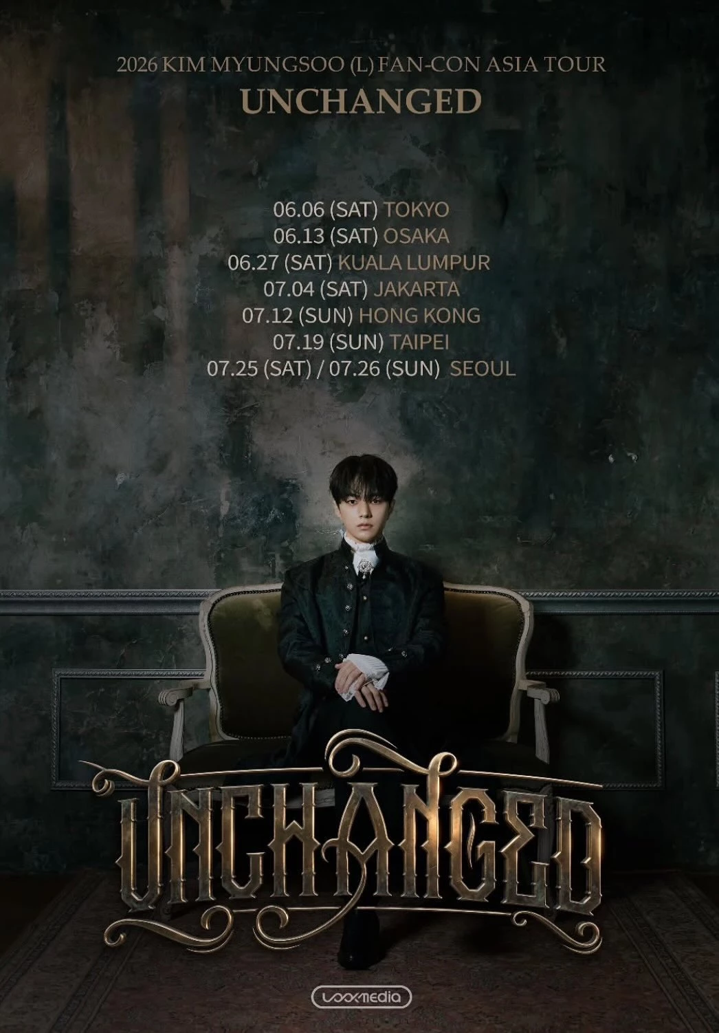 金明洙以藝名 L 在 2010 年作為男團 INFINITE 成員出道，轉戰戲劇後，他也演出《君主－假面的主人》、《僅此一次的愛情》、《暗行御史》等作品，並曾獲 KBS 演技大賞新人獎、人氣獎等肯定。今年他將帶著 FAN-CON「UNCHANGED」來台，絕對要把握機會近距離欣賞 L 的神顏。