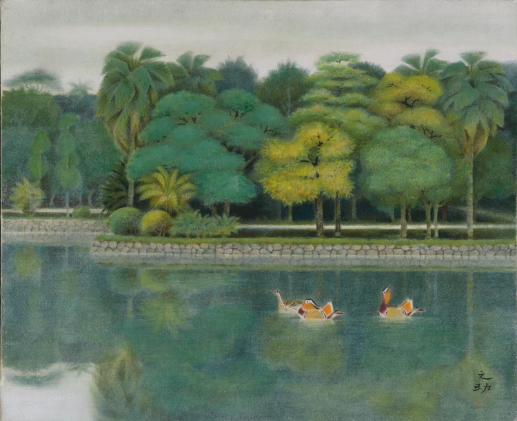 中美館《大肚之盟》林之助〈台中公園〉。圖片來源：國立臺灣美術館