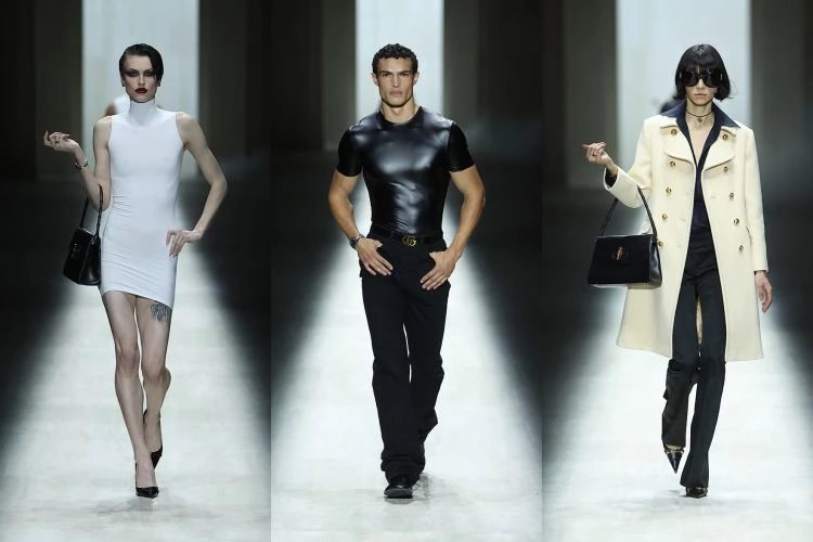 這一季的命題少了含蓄,少了曖昧,更直接地正中紅心。開場那件極致無縫白色迷你洋裝,像味覺重置般乾淨,絲襪般服貼的牛仔褲、緊到勾勒曲線的上衣、在黑暗中閃光的水鑽禮服,每一件都在放大身體線條。