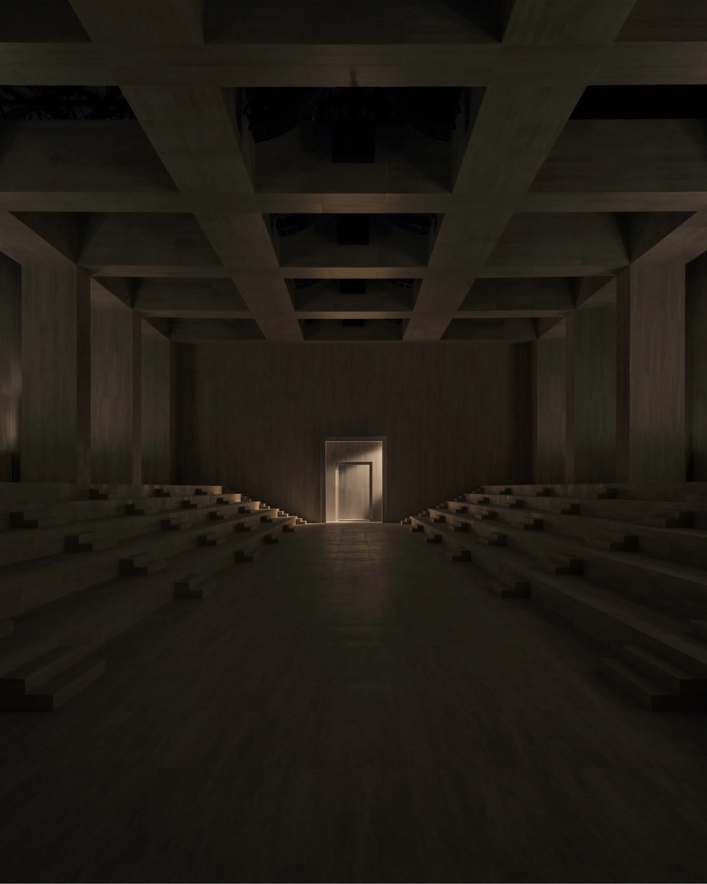 走進秀場,從感覺是冷靜,到感受到刻意收斂後的純粹。Demna把空間做得像博物館,雕像靜靜矗立,比例、肌肉線條與人體美學成為背景語言。這種古典符號很聰明,它讓品牌重新扣回義大利根源,這種對比令人著迷:雕塑象徵理想人體,而伸展到極致的貼身服裝,則是當代慾望的直接呈現。