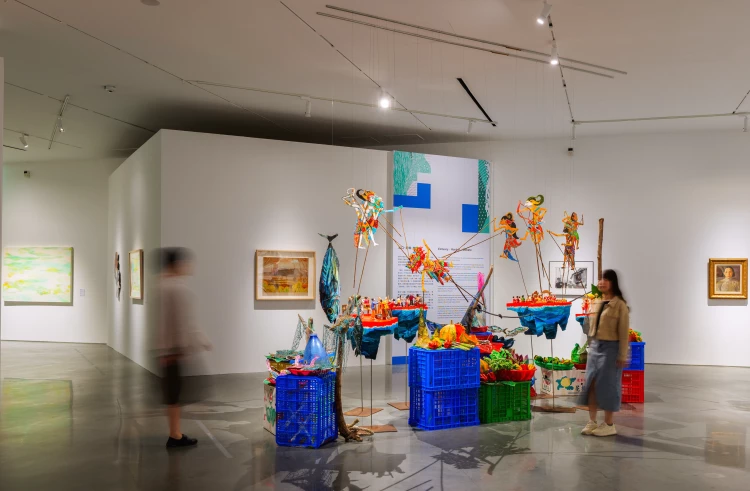  中美館《大肚之盟》展覽室D，子題「臺地．驛站．贊助」。攝影：三月影像。圖片提供：臺中市立美術館