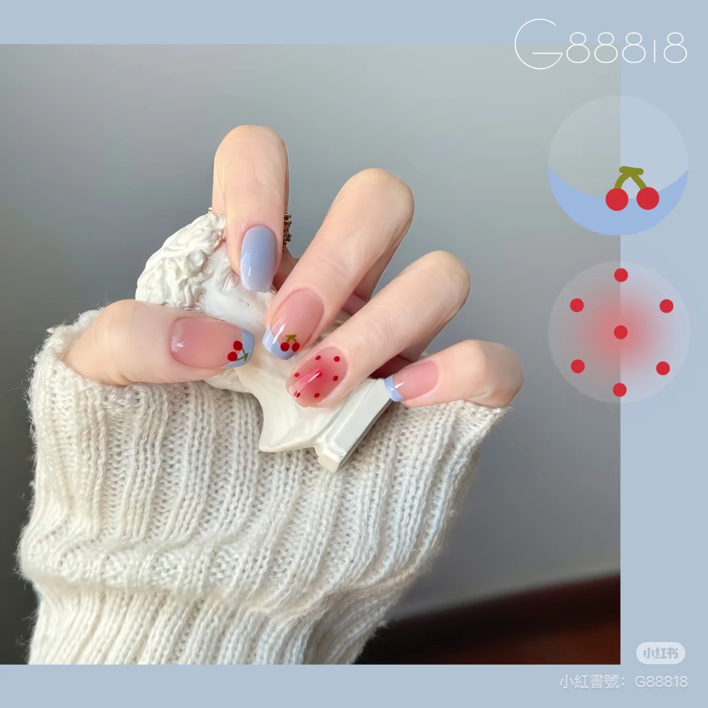 2026波點光療美甲推薦8:腮紅x櫻桃