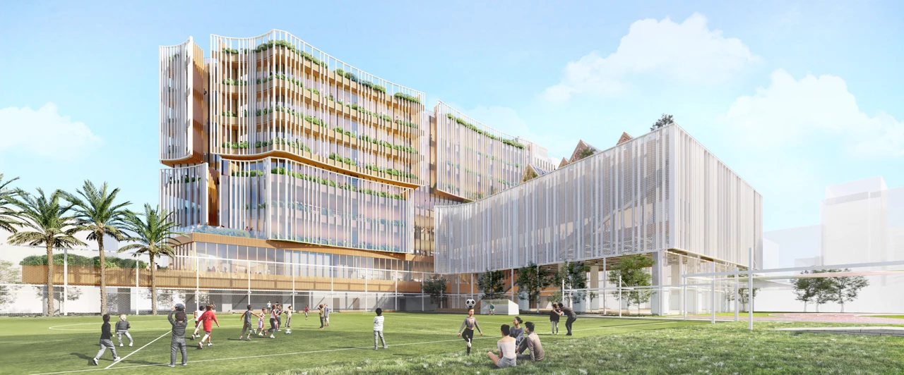 新北市三重區即將迎來全新建築地標——新北市立圖書館第二總館。由九典聯合建築師事務所操刀設計,設計理念源自「打開的書、飛翔的心」。當讀者翻開書本、進入作者的世界時,思想與想像也如同展翅飛翔。建築外觀結合敞開書本與鳥翼意象,在三重高密度都市紋理中,為市民創造可休憩的半戶外公共空間。全案規劃地上 8 層、地下 3 層,預計於 2031 年完工。