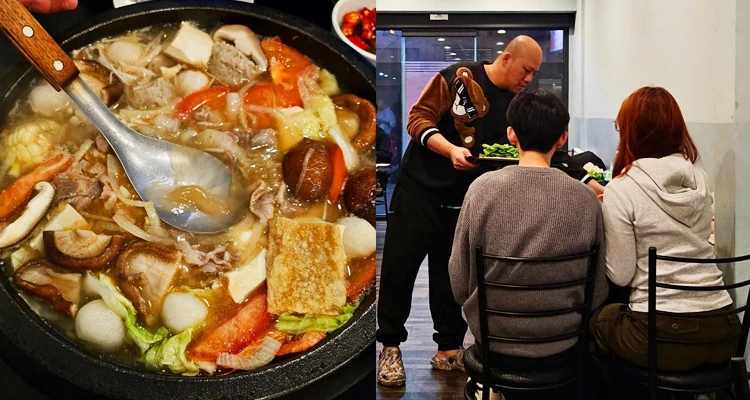 當火鍋一端上桌、開火後,看著鍋內食材慢慢從生到熟地燉煮,空氣中立刻瀰漫著老闆在鐵鍋裡爆炒洋蔥、微微焦糖化的甜香,以及那股難以形容的鹹香味交織而成的香氣,隨著煙霧慢慢撲鼻而來。香氣濃郁卻不膩,忍不住先深吸一口氣。