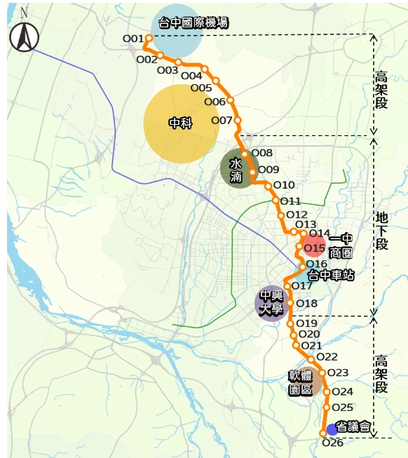 水湳轉運中心啟用後，也成為串聯水湳經貿園區各大建設的重要門戶，未來也將與捷運「橘線」串連。周邊已陸續完成或規劃中的重大建設，包括中央公園、綠美圖、台中國際會展中心、台中流行影音中心，以及未來的台中大巨蛋等，形成台中最具發展潛力的新興核心。其中，中國醫藥大學水湳校本部更由美國建築大師 Frank Gehry（法蘭克・蓋瑞）操刀設計，為其在台灣首座建築作品。