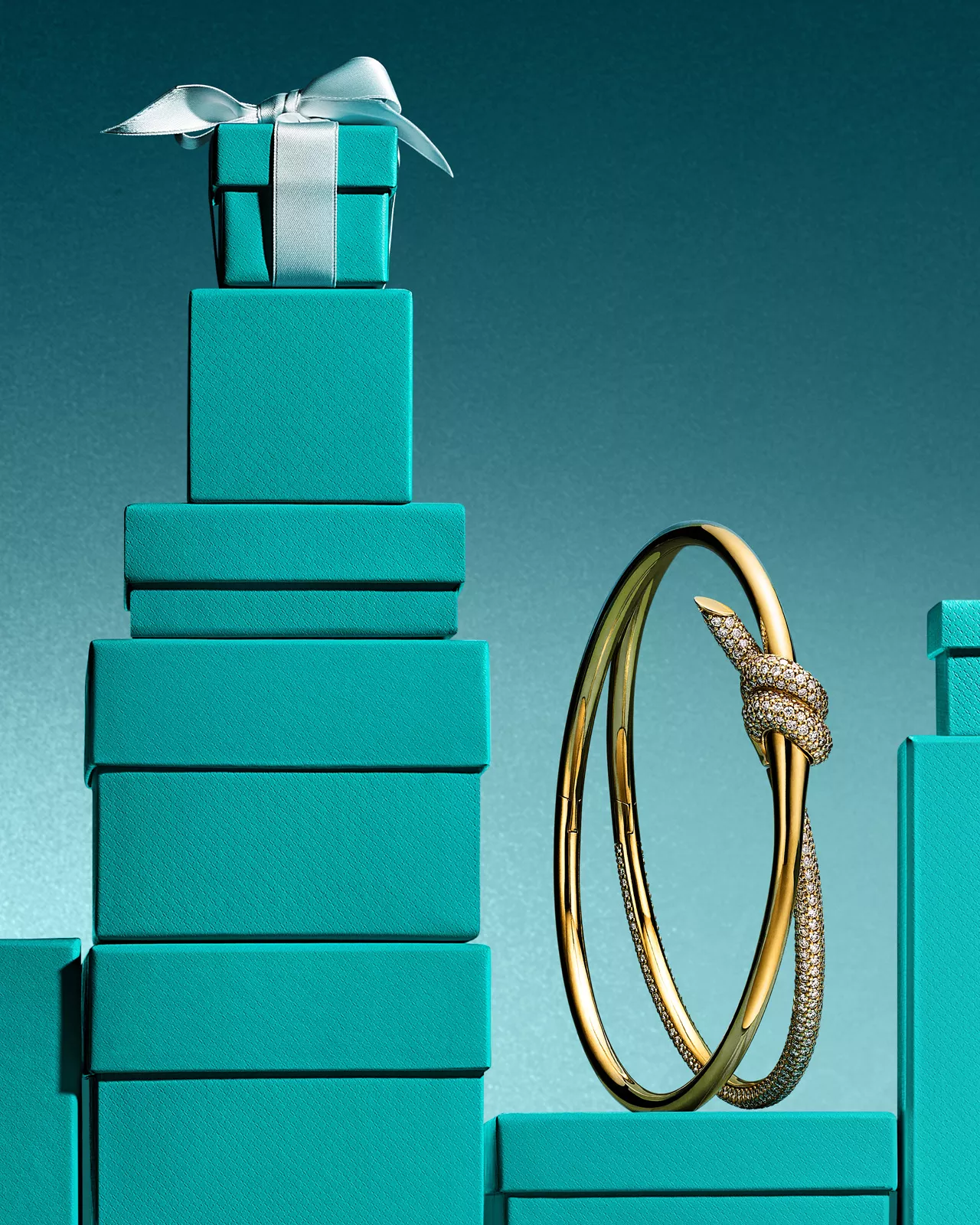 Knot 系列的設計靈感可追溯至1889年的 Tiffany 蝴蝶結作品。品牌以「結」作為象徵，寓意人與人之間緊密而持續的連結。這個概念在當代設計語言中被轉化為流暢的金屬線條，使珠寶在簡潔之中仍保有優雅與辨識度。與 HardWear 所展現的力量感不同，Knot 更強調曲線與比例的平衡。設計師透過扭轉金屬線條形成結構，使作品呈現柔和卻帶有張力的視覺效果。玫瑰金與黃金材質經常運用於此系列，也讓整體氣質更顯溫潤。Knot 系列推出後迅速成為品牌的重要代表作之一，其造型既富象徵意義，也容易融入日常穿搭。對於首次接觸 Tiffany 的族群而言，Knot 往往是一個兼具經典與實戴性的選擇。