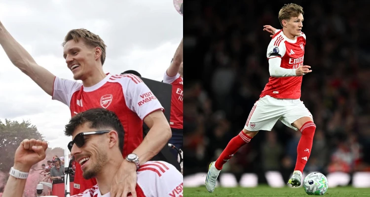 看過了前幾位拉丁系與法式的奔放奢華,接下來登場的Martin Ødegaard(厄德高),則展現了北歐人骨子裡的冷靜、優雅與極致純粹。從上圖中可以看到,在球隊奪冠慶祝的狂歡時刻,他手腕上那只在陽光下閃耀著冷冽光澤的腕錶顯得格外經典,錶迷一眼就能認出這款無數人的終極夢幻逸品—Rolex(勞力士)。