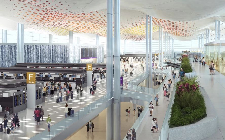 高雄國際機場新航廈改建工程共分為四個階段,採「先建後拆」原則進行分期建設,盡可能維持機場旅客服務品質,同時降低周邊交通衝擊。第一階段為 A 滑行道北移與東側立體停車場設置;第二階段為興建東側新航廈;第三階段為興建西側新航廈;第四階段則是整合東、西側航廈。整體工程預計於 2040 年全面完工並正式啟用。
