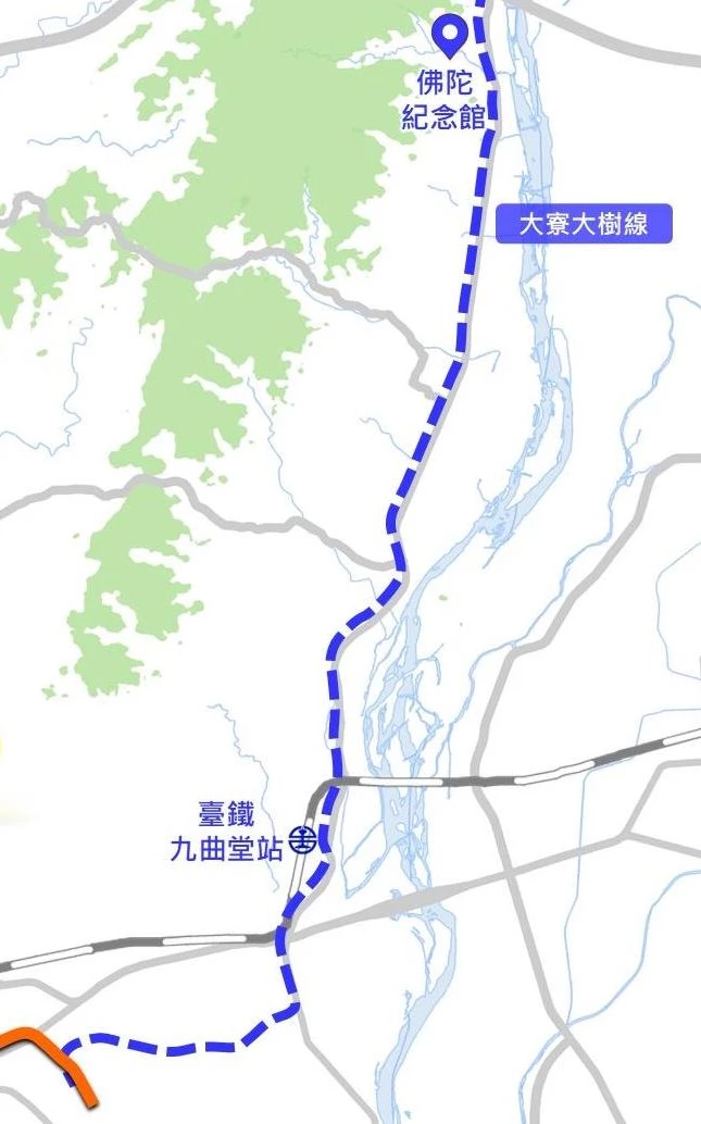 近日，高雄捷運公布全新捷運計畫「大寮大樹線」，旨在強化東高雄交通系統，並將大樹區的重要景點「佛光山佛陀紀念館」納入行經路線。未來可透過台鐵九曲堂站銜接捷運系統，沿台 29 線通往佛陀紀念館及大樹區，可望成為東高雄重要的大眾運輸骨幹，完善目前以公路運輸為主的交通服務體系。