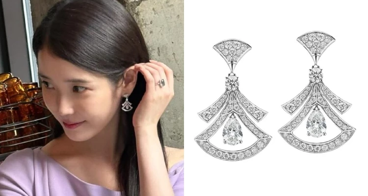 このクラシックなBvlgari「Divas' Dream」シリーズのフルダイヤモンドイヤリングは、まさに女性らしい魅力とエレガンスの頂点です。 ローマのカラカラ浴場のモザイクタイルに触発された、クラシックな扇形のシルエットは、踊るダンサーのスカートを思わせる滑らかなラインを特徴としています。 IUは控えめで優しいピンクパープルの衣装を選びました。繊細に飾られた眩いダイヤモンドは彼女の肌を瞬時に明るく映し出すだけでなく、女神のような柔らかさとロマンチックなオーラを際立たせ、重要なイベントで洗練されたエレガンスを披露するのに完璧な選択となっています。 (製品価格:約NTD 1,620,000)