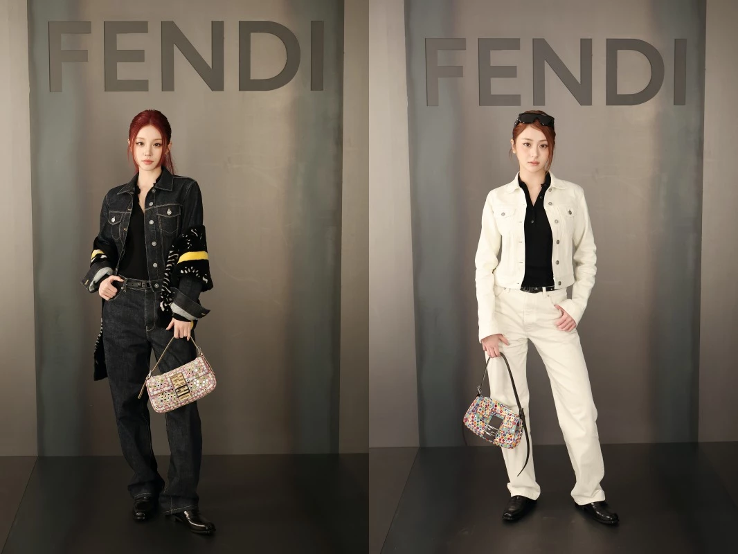 本季秀場同樣星光熠熠。品牌大使 Stray Kids 團長方燦，以一頭白金色頭髮抓住大眾目光；I-dle 成員宋雨琦身著牛仔套裝，展現酷甜女孩的魅力；Le Sserafim 成員允真則以黑白服裝搭配彩色 Baguette，呈現率性與甜美兼具的氣質。