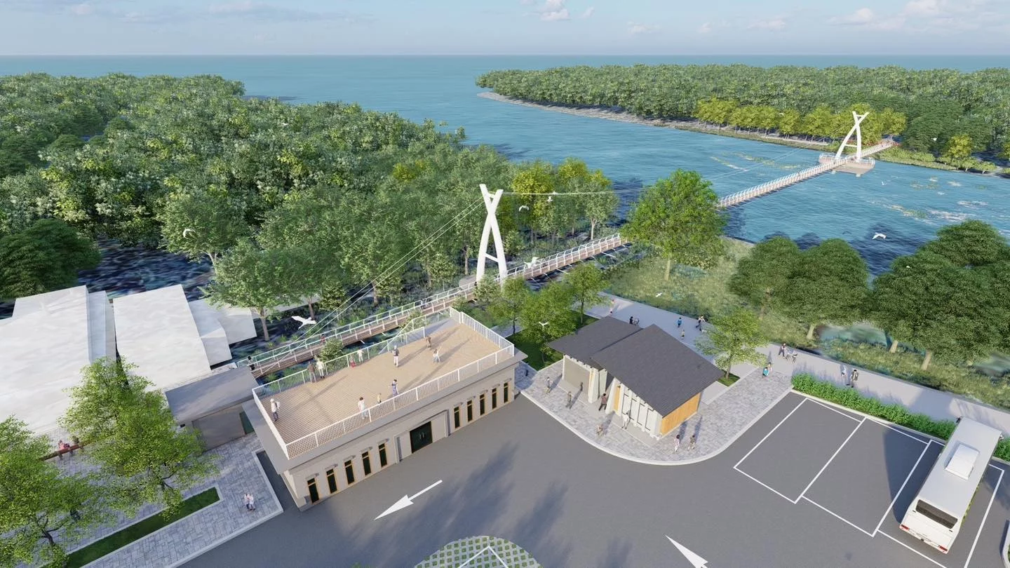 坐落於屏東縣滿州鄉港口村,將迎來一座嶄新的港口吊橋,以「安全、景觀、生態、遊憩」為核心,建造長 188 公尺的新吊橋,可同時飽覽山海景,並設置無障礙觀景平台、獨木舟艇庫,發展 SUP 等水上活動。預計於 2027 年 9 月完工。未來將串聯落山風風景區、興海漁港、火箭觀光教育場域,並結合佳樂水南星計畫,形塑觀光新地標,為半島觀光注入新動能。