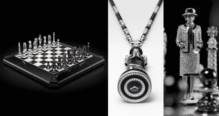 踏入展區，最先震撼我的，絕對是《Chanel Coco Game》限定系列。我原以為只是「把腕錶做成棋盤」這種程度，結果完全低估，品牌直接把創辦人─香奈兒女士化身為西洋棋盤上的「皇后」，主導著整場時間的律動。