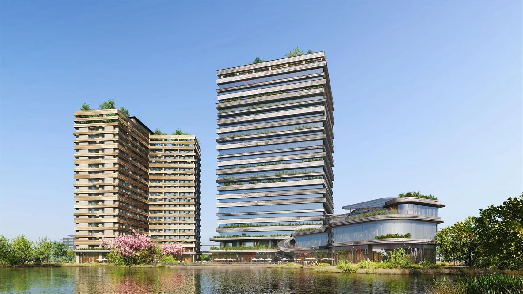 坐落於高雄市楠梓區半屏山國家自然公園旁，將迎來全新地標——台積電大樓。高雄市政府捷運工程局配合台積電高雄廠興建及量產，於捷運 R17 世運站東側 A5 街廓辦理公辦都市更新招商，由「日勝生活科技股份有限公司」獲選最優申請人，未來將提供台積電供應鏈、半導體及 AI 相關產業作為商辦與住宿使用。預計於今年底動工，2030 年完工，將提供 A 級商辦與員工宿舍，滿足半導體與 AI 產業進駐需求。