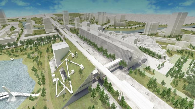 除了室內的空間建構，戶外設計同樣精彩可期。設計團隊在「山丘」外部坡面上，錯落安排藝術活動與展演的戶外平台、雕塑裝置、休憩涼亭與綠蔭空間，以及可遠眺景觀的展望台。特別是山丘斜坡的層層堆疊，不僅營造出開放且具流動性的公共空間，也讓民眾能自然停留、交流與觀賞演出，透過視線延伸與高度變化，形塑如同天然觀眾席般的觀賞體驗。 