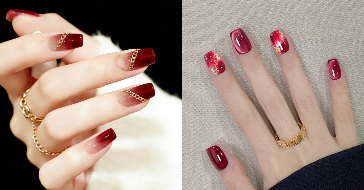 2026新年貓眼光療美甲推薦10款！紅色漸層、煙火、蝴蝶結設計顯白又招好運