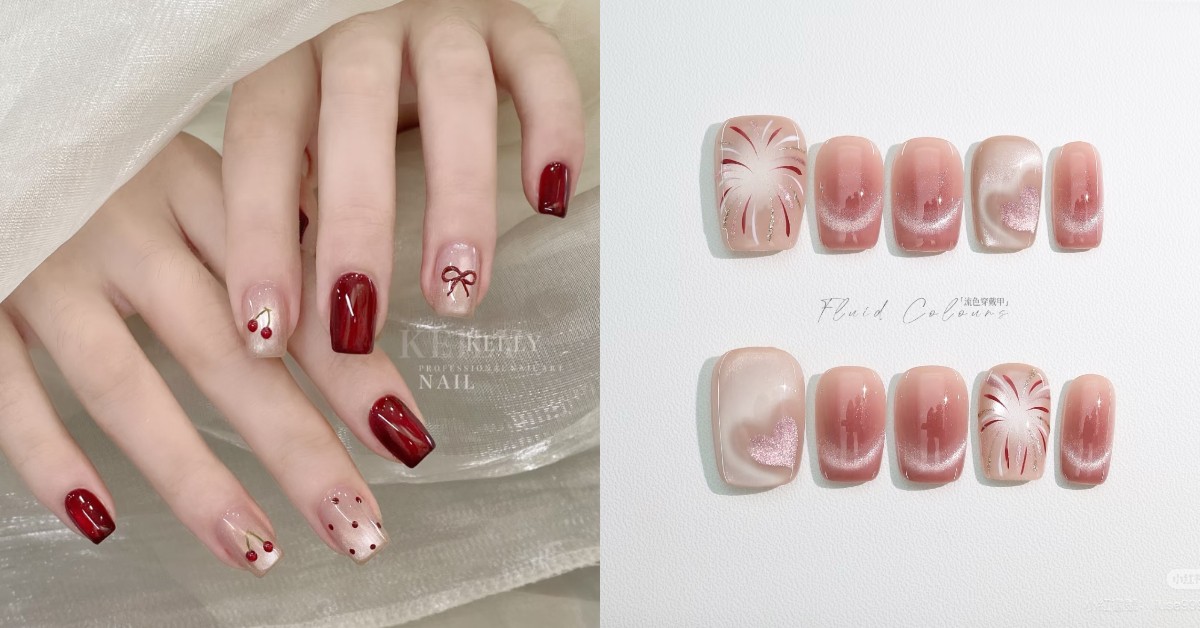 2025紅色貓眼光療美甲推薦10款！蝴蝶結、法式漸層、草莓造型顯白又高級