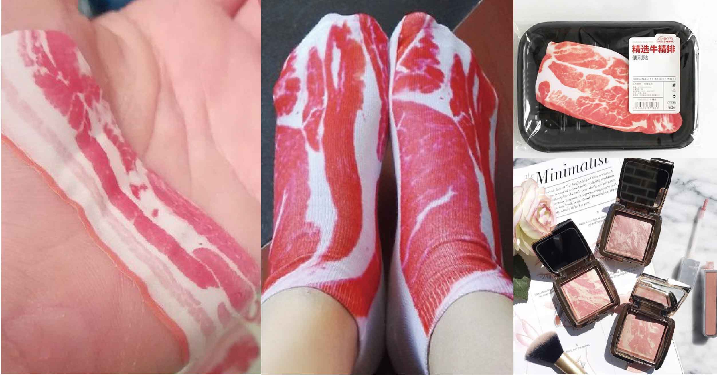 吃貨必備!超級逼真「五花肉造型ok繃」,惡搞造型周邊抱枕、便利貼肉味滿溢