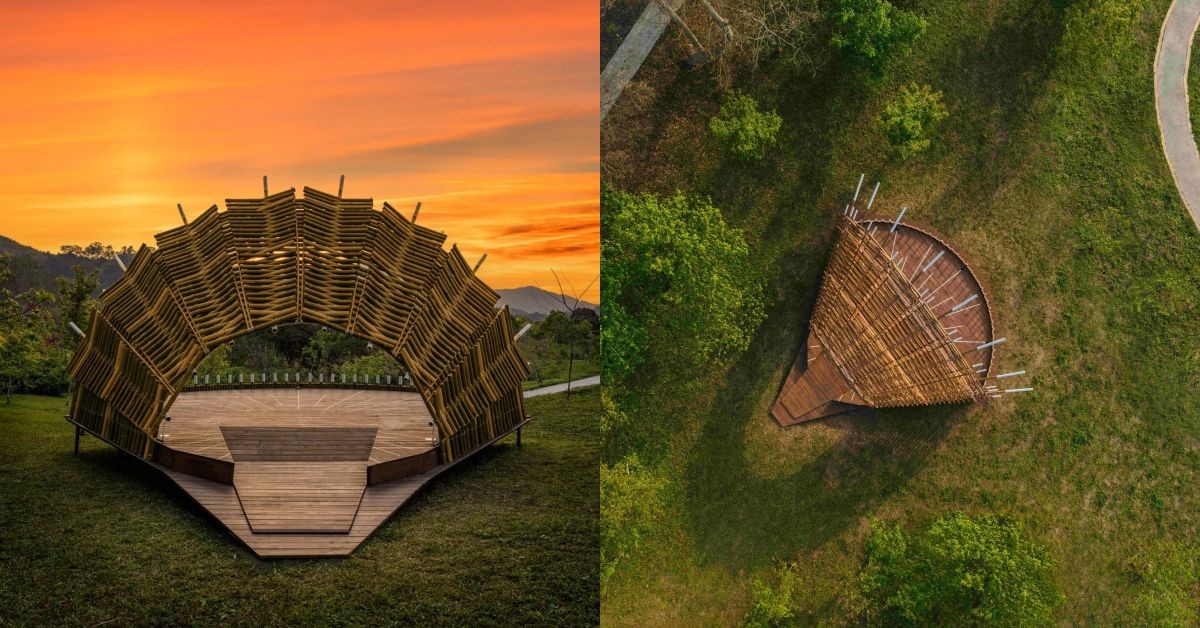 外媒肯定！南投新地標「竹戲台」：坐落石馬公園，超美日落打卡點