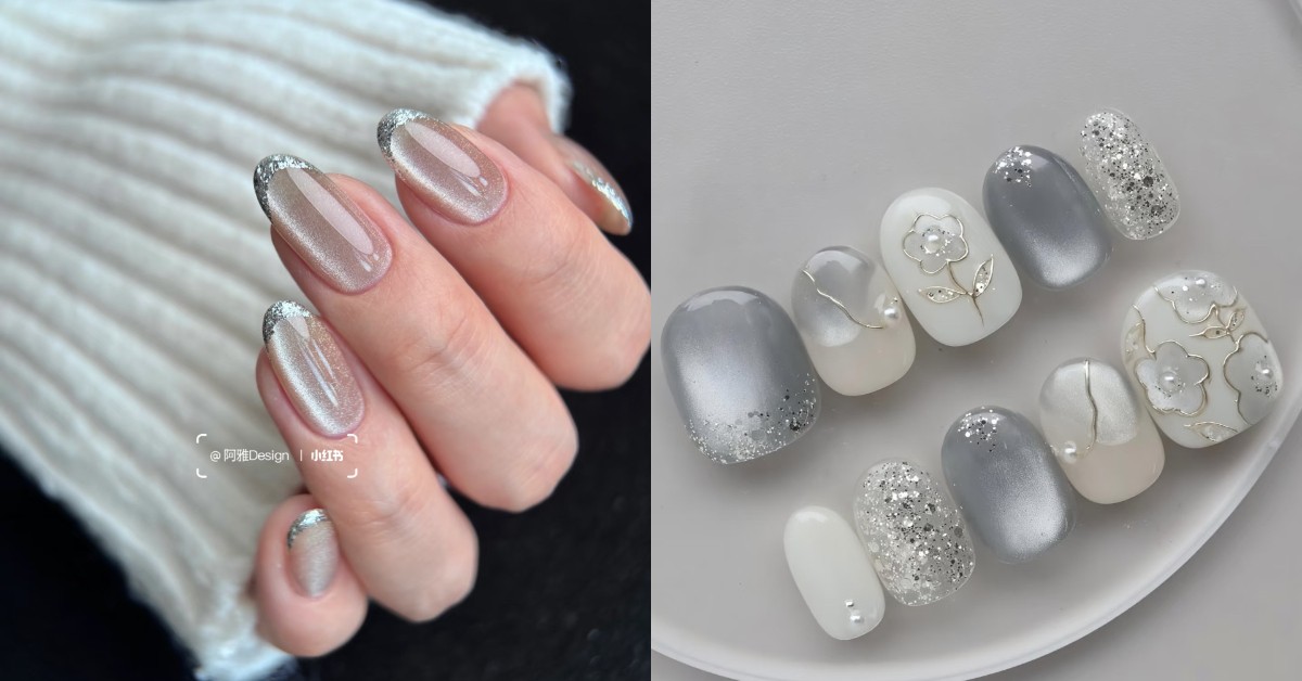 2025銀色光療美甲推薦12款！氣質銀白、貓眼漸層、冰雪光暈冬季必備造型