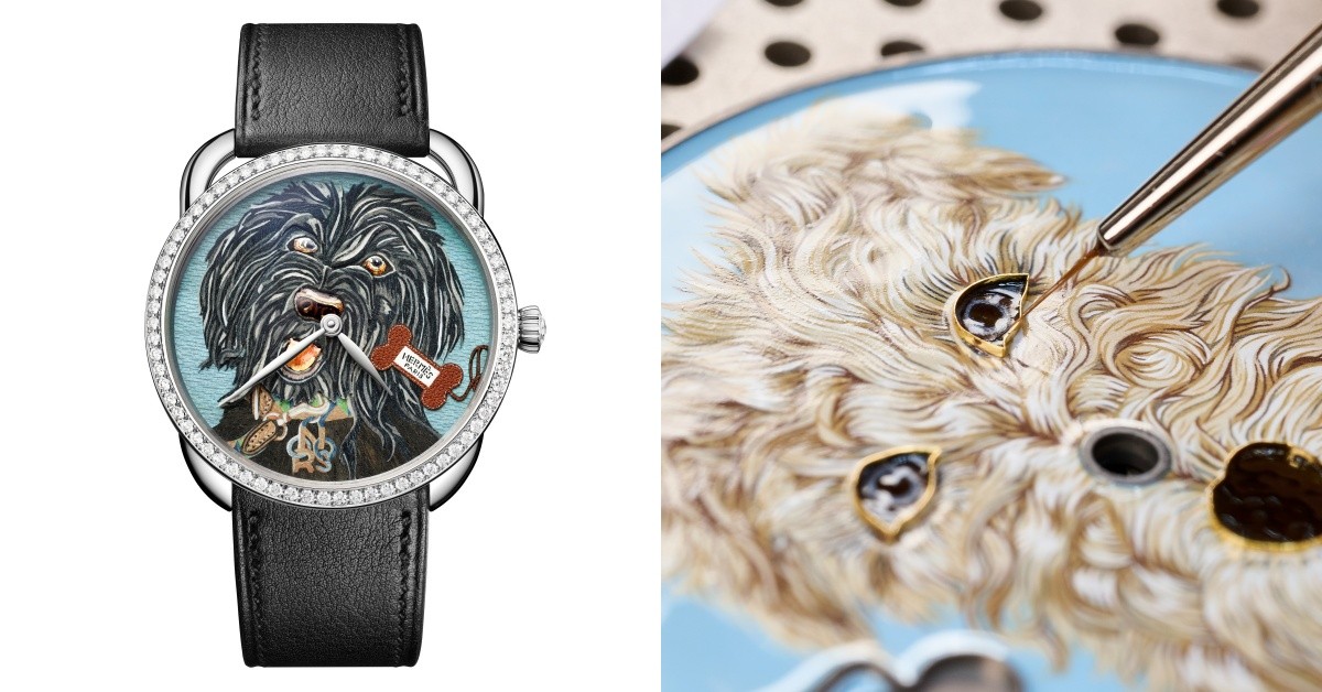 Hermès愛馬仕狗狗工藝腕錶亮點一次看！毛小孩躍上錶盤可愛滿分，你家狗狗入選了嗎？