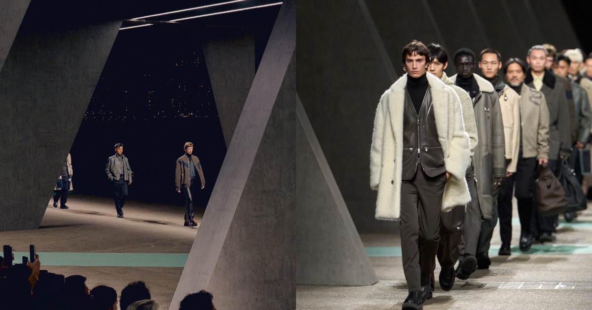 Hermès 2025秋冬男裝秀7亮點：大玩幾何概念、騎士風格比拼香港夜色