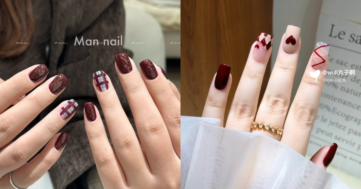 2025棕紅色光療美甲推薦12款！法式、豹紋、貓眼冬季質感百搭造型必備