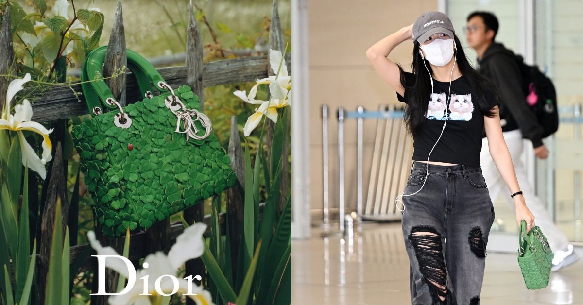 Jisoo機場穿搭掀熱議！搶先示範全新「Lady Dior」，四葉草造型超吸睛