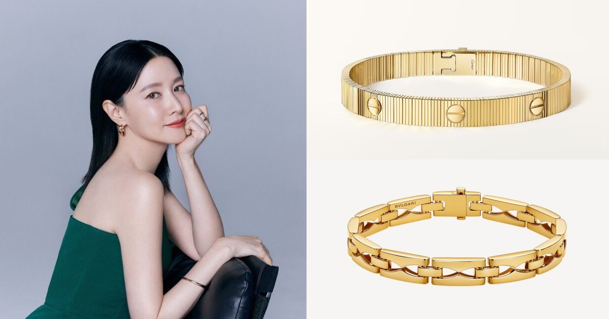 54歲李英愛減齡穿搭靠「金手環」加分！精品黃金手環推薦8選：卡地亞、寶格麗新款必收