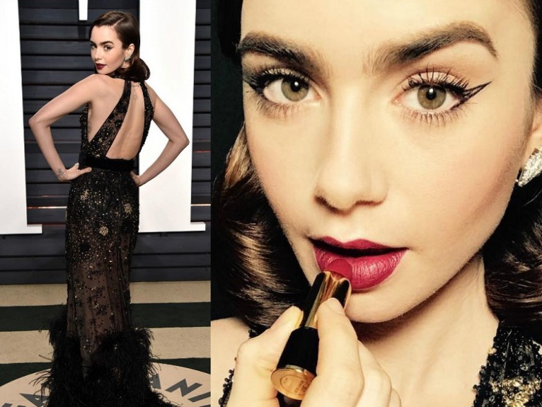 奧斯卡紅毯算什麼！After party上 Lily Collin 的「空心眼線」才是搶盡風采